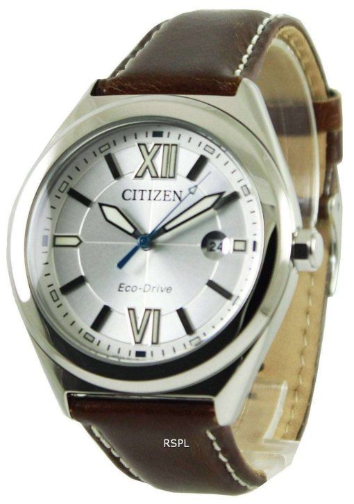 Citizen Eco-Drive Brown Leather Strap AW1170-00H Mens Watch