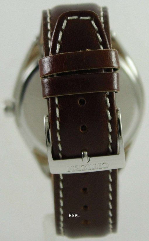 Citizen Eco-Drive Brown Leather Strap AW1170-00H Mens Watch