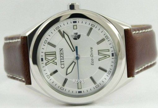Citizen Eco-Drive Brown Leather Strap AW1170-00H Mens Watch