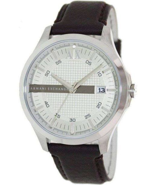Armani Exchange Silver Dial Leather Strap AX2100 Mens Watch