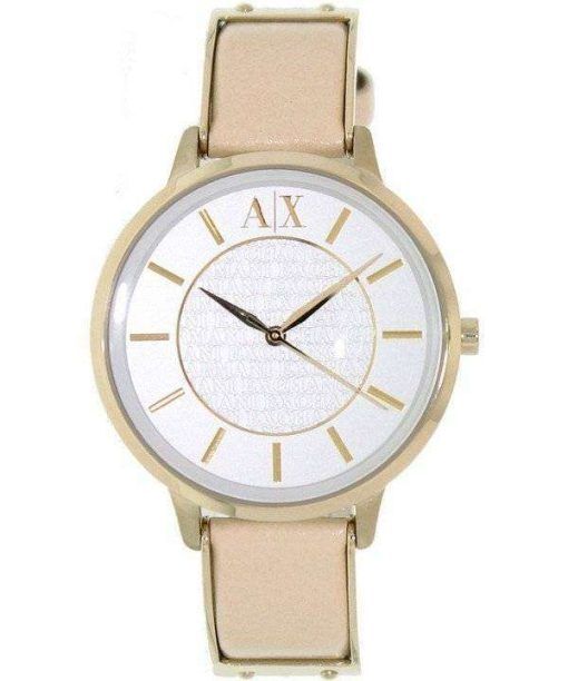 Armani Exchange White Dial Leather Strap AX5301 Ladies Watch