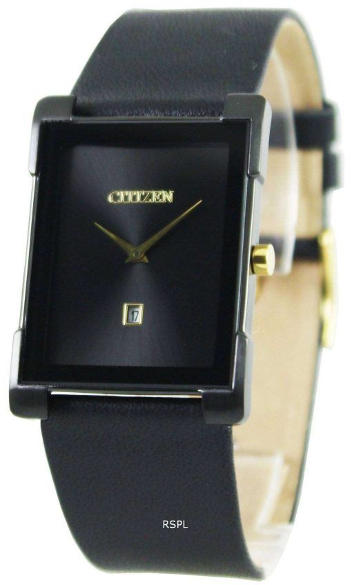 Citizen Quartz Black Leather Black Dial BG5089-19E Mens Watch