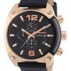 Diesel Overflow Chronograph Black Dial Black Leather DZ4297 Mens Watch