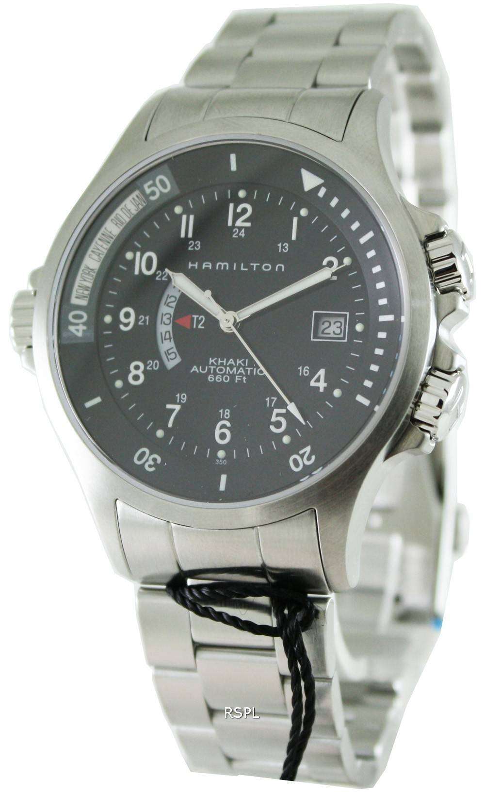 ハミルトン カーキ ネイビー GMT H77615133 メンズ腕時計 Japan
