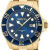 Invicta Pro Diver Quartz Gold Tone 200M 90196 Men's Watch