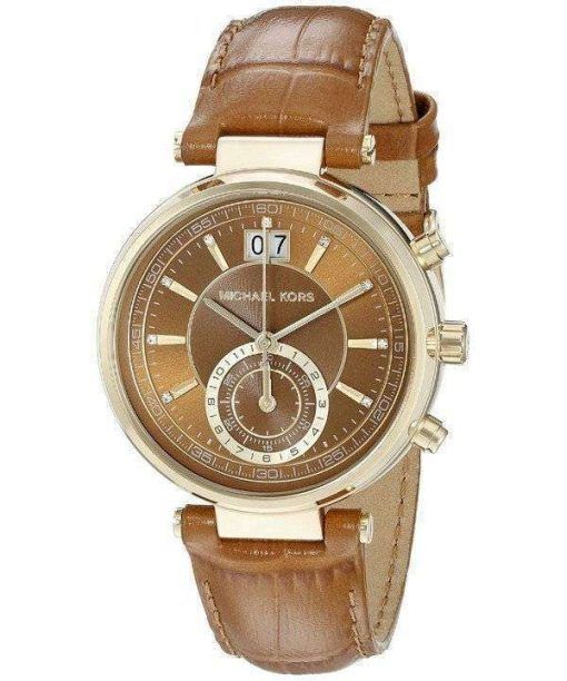 Michael Kors Sawyer Chronograph Amber Sunray Dial MK2424 Womens Watch