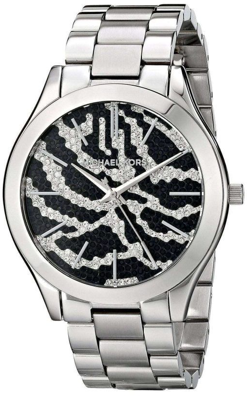 Michael Kors Runway Zebra Pattern Crystal Pave Dial MK3314 Womens Watch