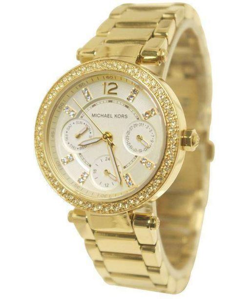 Michael Kors Mini Parker Champagne Glitz Dial Crystals MK6056 Womens Watch