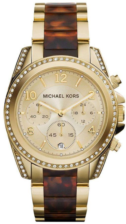 Michael Kors Blair Chronograph Champagne Dial Crystals MK6094 Womens Watch