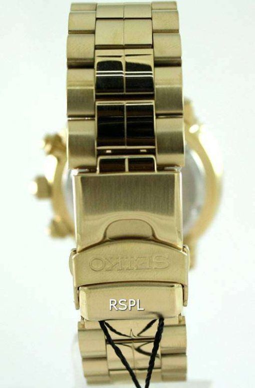 Seiko Alarm Chronograph Pilots Flightmaster Gold Plated SNA414P1 Watch