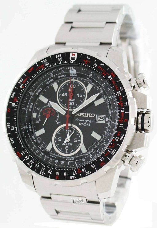 Seiko Alarm Chronograph Flight Master SNAD05P1 SNAD05P SNAD05 Mens Pilot Watch