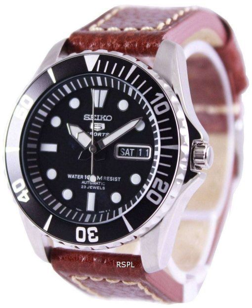 Seiko 5 Sports Automatic Ratio Brown Leather SNZF17K1-LS1 Mens Watch