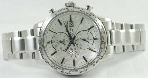 Seiko Alarm Chronograph World Time SPL047P1 SPL047P SPL047 Mens Watch