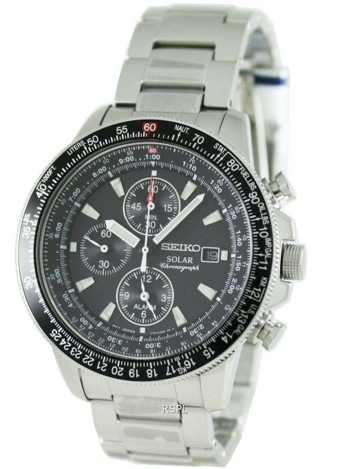 Seiko Pilots Solar Alarm Chronograph Flightmaster SSC009P1 Mens Watch