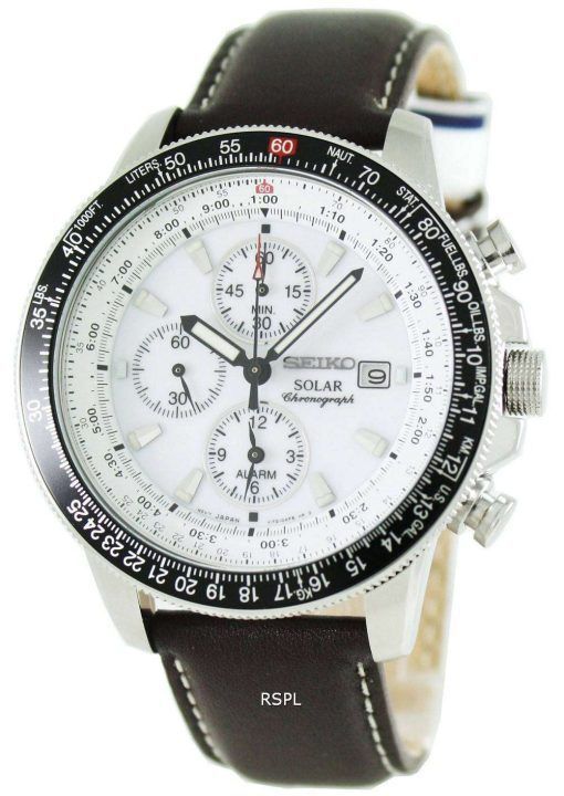 Seiko Pilots Solar Alarm Chronograph Flightmaster SSC013P1 SSC013 SSC013P Mens Watch