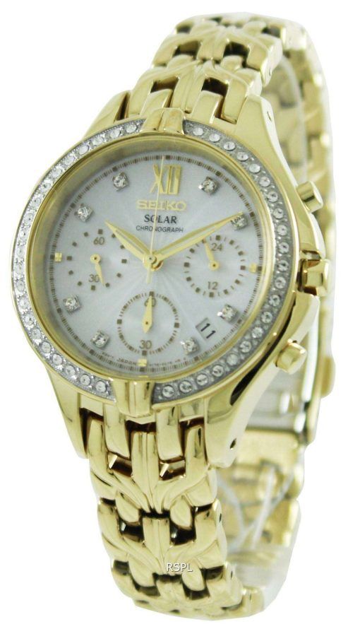 Seiko Core Solar Chronograph Swarovski Crystals SSC876P1 SSC876P Womens Watch