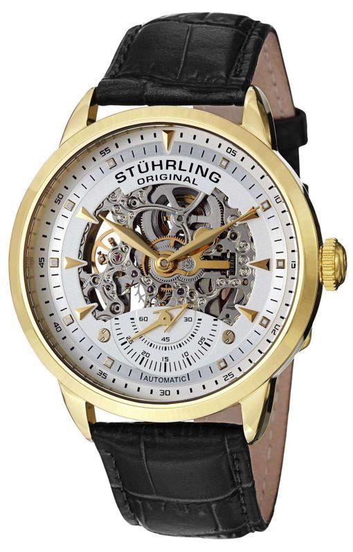 Stuhrling Original Executive Automatic Skeleton Black Leather 133.33352 Mens Watch