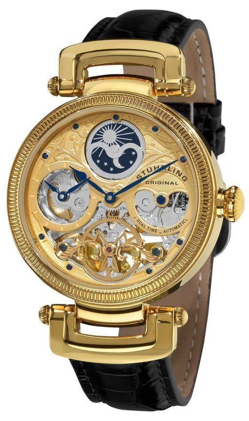 Stuhrling Original Magistrate Automatic Dual Time Skeleton Dial 353A.333531 Mens Watch
