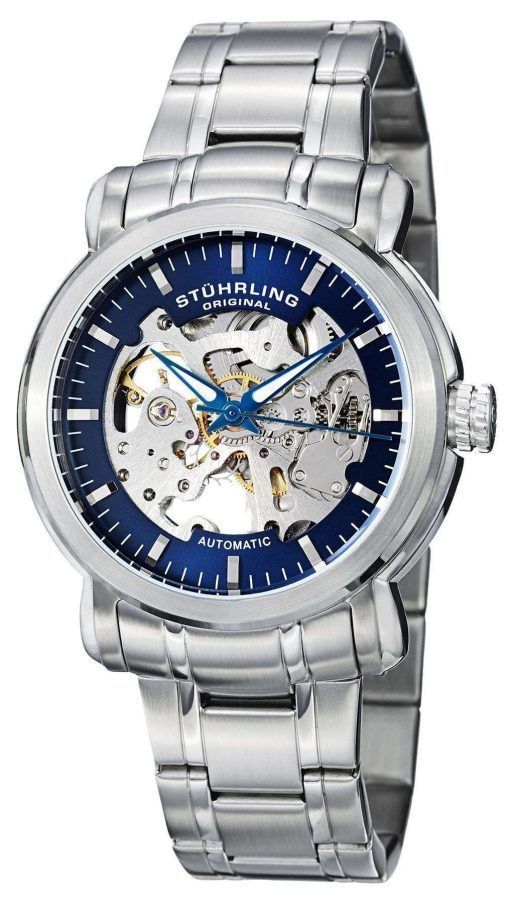 Stuhrling Original Delphi Antium Automatic Skeleton Blue Dial 387.33116 Mens Watch