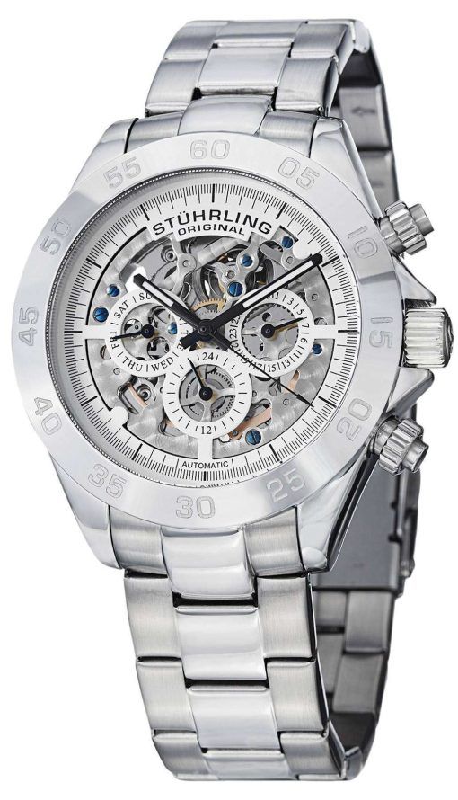 Stuhrling Original Monaco Elite Automatic Skeleton Dial Multifunction 487.01 Mens Watch