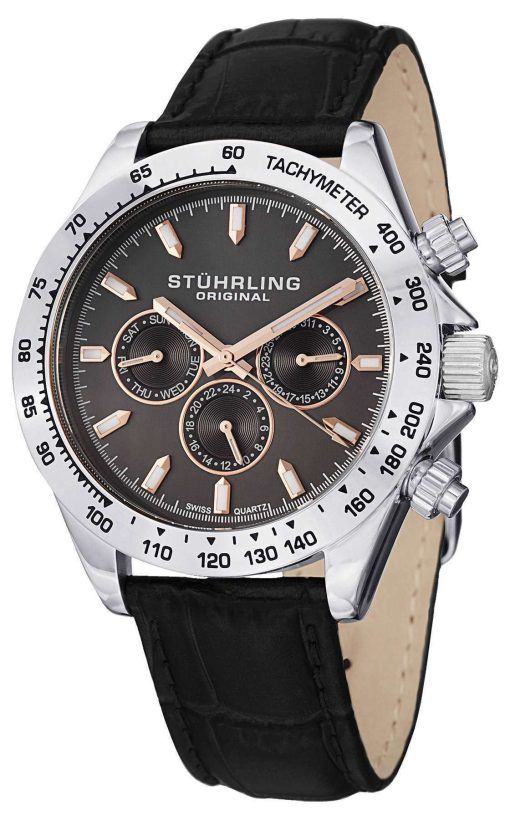 Stuhrling Original Triumph Classic Swiss Quartz Multifunction Grey Dial 564L.01 Mens Watch
