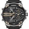 Diesel Mr. Daddy 2.0 Black Dial Black Leather DZ7348 Mens Watch