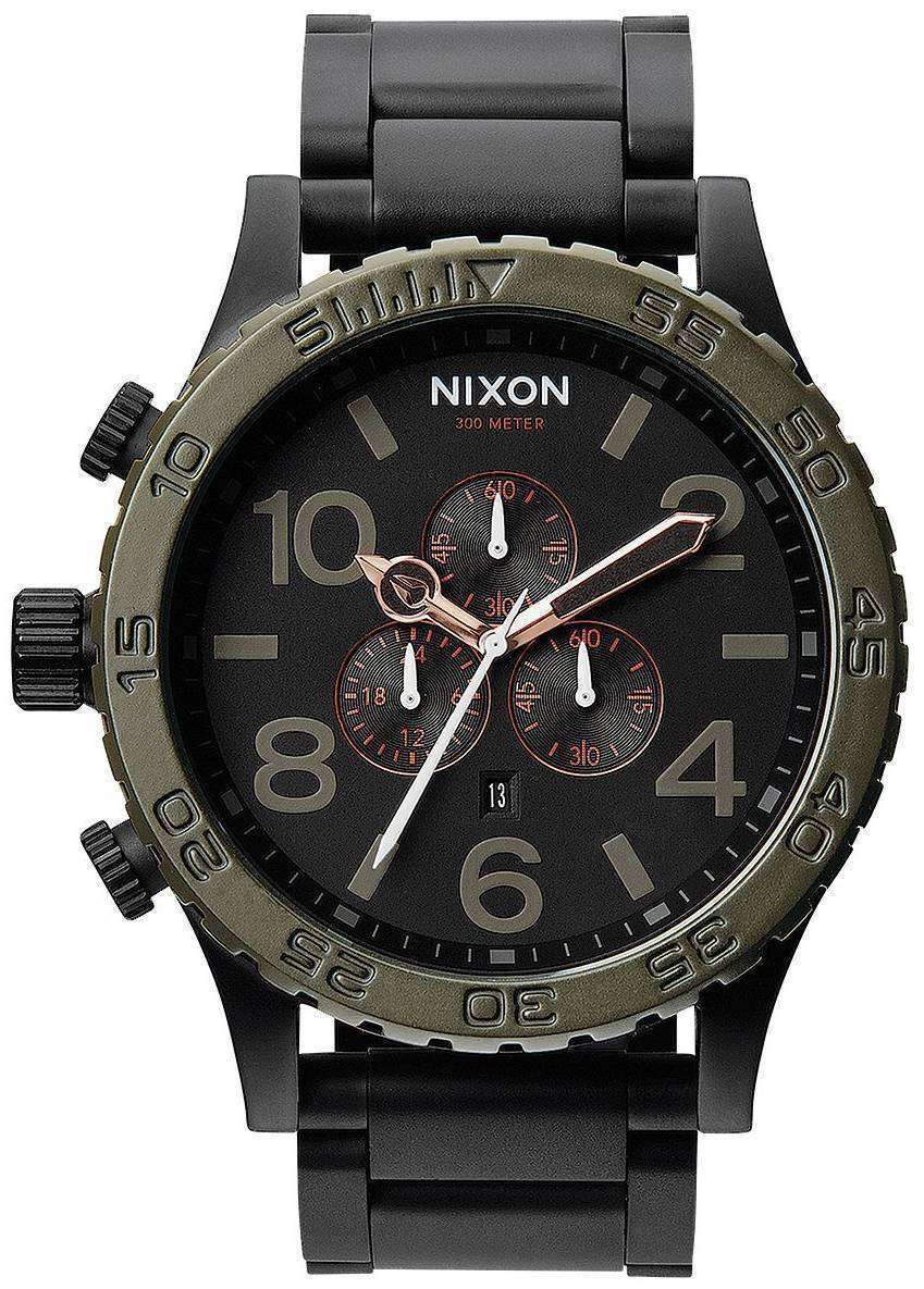 ニクソン マット ブラック産業緑クロノグラフ 300 M A083-1530年-00 メンズ腕時計