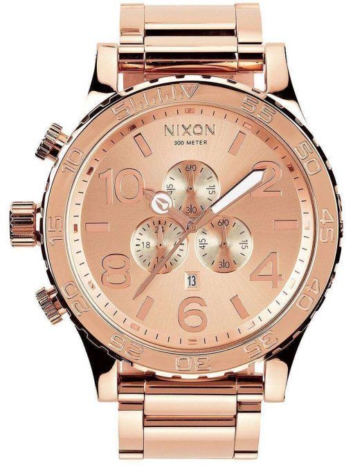 Nixon Quartz Chronograph All Rose Gold 300M A083-897-00 Mens Watch