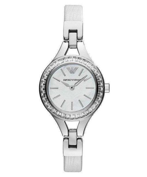 Emporio Armani Quartz White Leather Crystallized AR7353 Ladies Watch