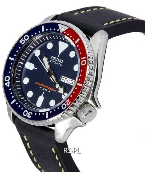 セイコー自動ダイバー比ブラックレザーSKX009J1-LS2200Mメンズウォッチ - 画像 (3)