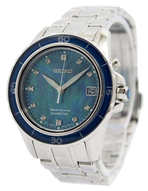 Seiko Sportura Kinetic Diamonds Dial Indices SKA873P1 SKA873P Women's Watch