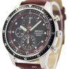 Seiko Chronograph Brown Leather Strap 100M SNDF45P1 SNDF45P Mens Watch