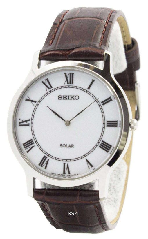 Seiko Solar White Dial Leather Strap SUP869P1 SUP869P Mens Watch