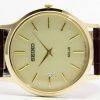 Seiko Solar Gold Tone Leather Strap SUP870P1 SUP870P Mens Watch