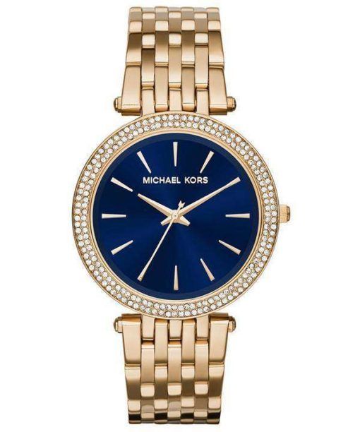 Michael Kors Darci Blue Dial Quartz Gold Tone Crystals MK3406 Womens Watch