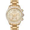 Michael Kors Brinkley Chronograph Gold Tone Crystals MK6187 Womens Watch