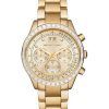 Michael Kors Brinkley Chronograph Gold Tone Crystals MK6187 Womens Watch