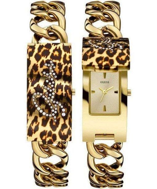 Guess Gold Tone Animal Print Bracelet Quartz W0321L5 Women's Watch