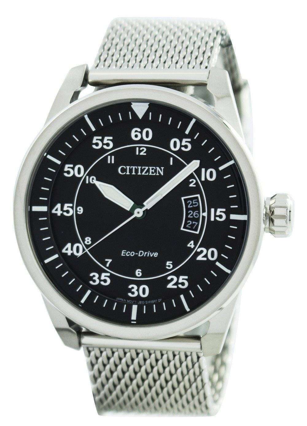 シチズンアビエーターエコドライブメッシュバンドAW1360-55E
