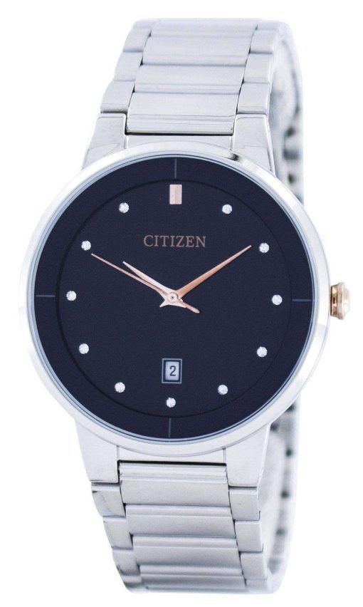 市民水晶ダイヤモンド アクセント ブラック ダイヤル BI5014 58E メンズ腕時計
