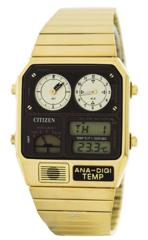 市民アナ-デジタル温度計デジタルデュアル タイム JG2002-53 w JG2002