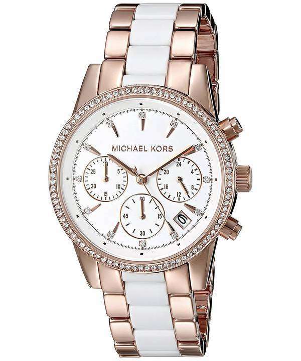 Michael Kors Ritz Quartz Chronograph Crystal Accents MK6324 Ladies Watch