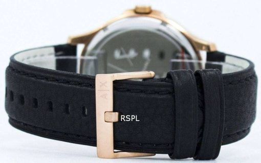 アルマーニエクス チェンジ ローズ ゴールド ブラック ダイヤル レザー ストラップ AX2129 メンズ腕時計