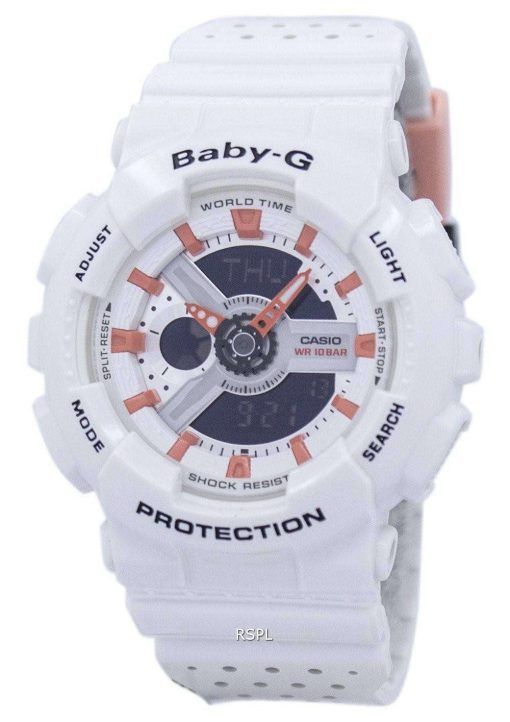 カシオベビー-G の耐衝撃性世界時間アナログ デジタル BA 110PP 7A2 レディース腕時計