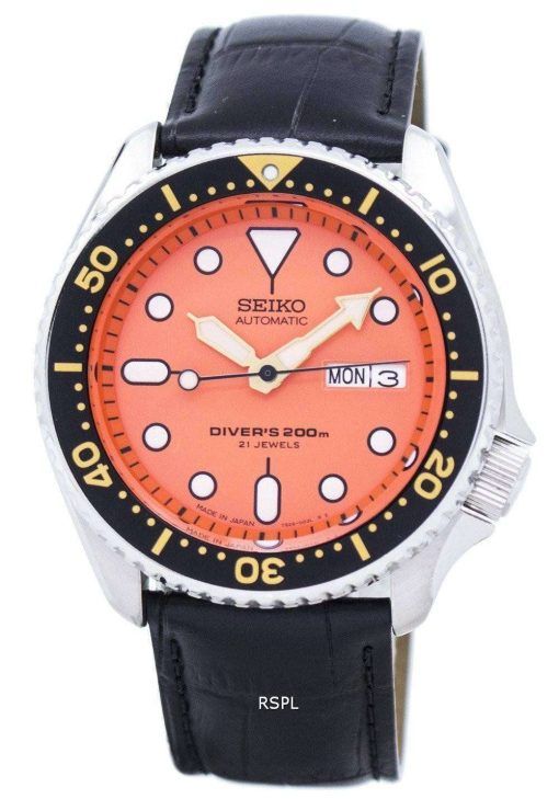 セイコー自動ダイバーズ比黒革 SKX011J1 LS6 200 M メンズ腕時計