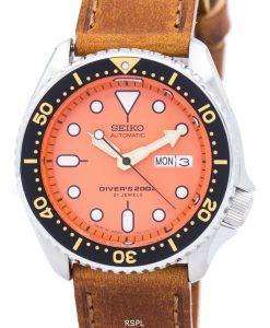 セイコー自動ダイバーズ比茶色の革 SKX011J1 LS9 200 M メンズ腕時計