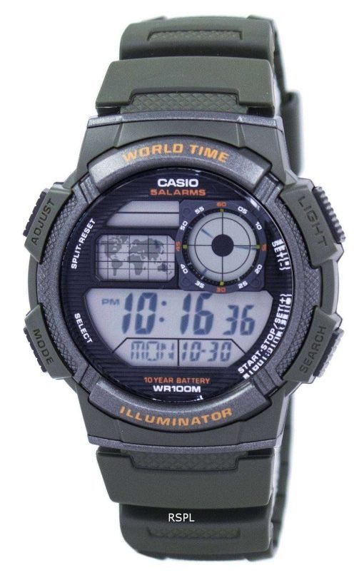 カシオ照明世界時間アラーム デジタル AE 1000 w 3AV メンズ腕時計