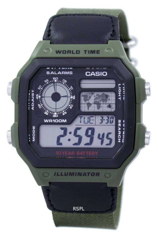 カシオ世界時間アラーム デジタル AE 1200WHB 3BV メンズ腕時計
