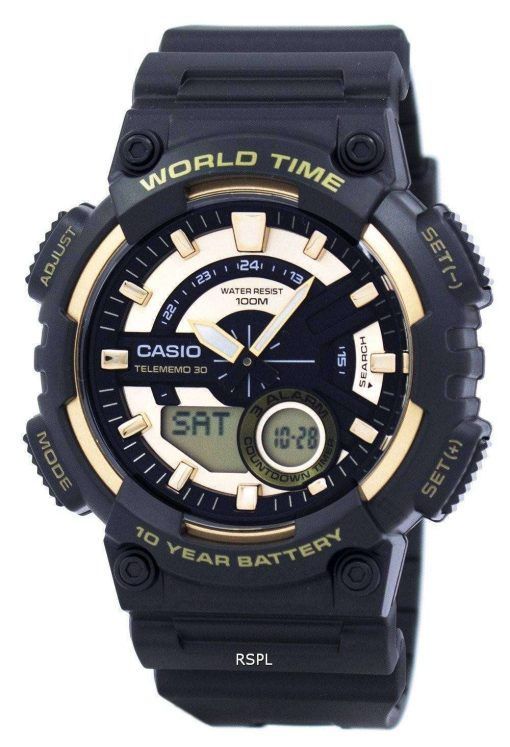 カシオ青年シリーズ世界 Telememo 30 時間アラーム aeq が 110BW 9AV メンズ腕時計