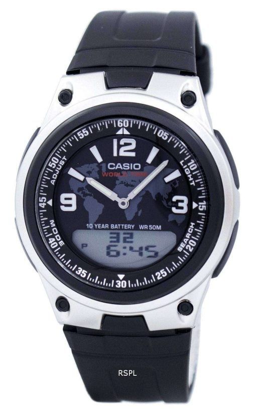 カシオ データバンク Telememo アナログ デジタル AW 80 1A2V ワールドタイムメンズ腕時計